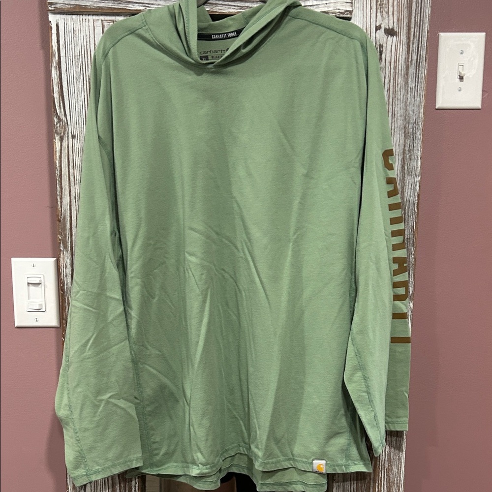 Carhartt Olive Green Hoodie with Sleeve Logo